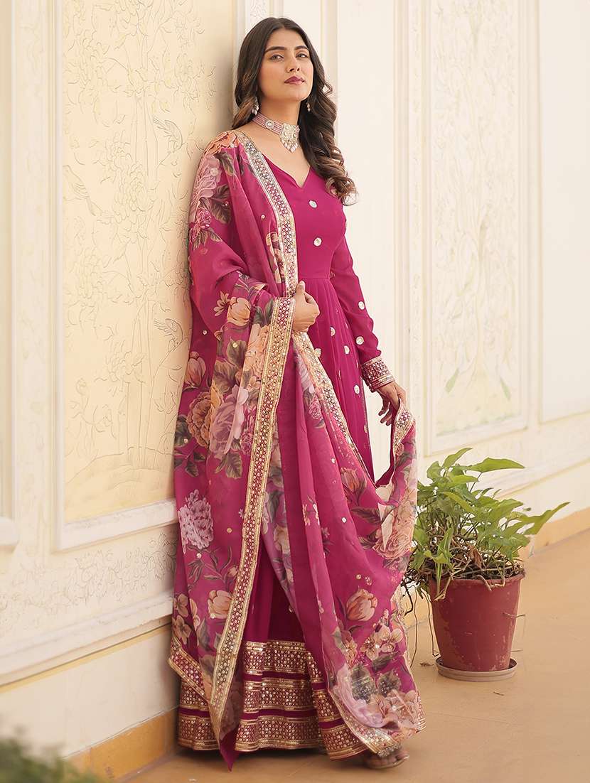 women embroidered long sleeves kurta dupatta set - 22598498 -  Standard Image - 3