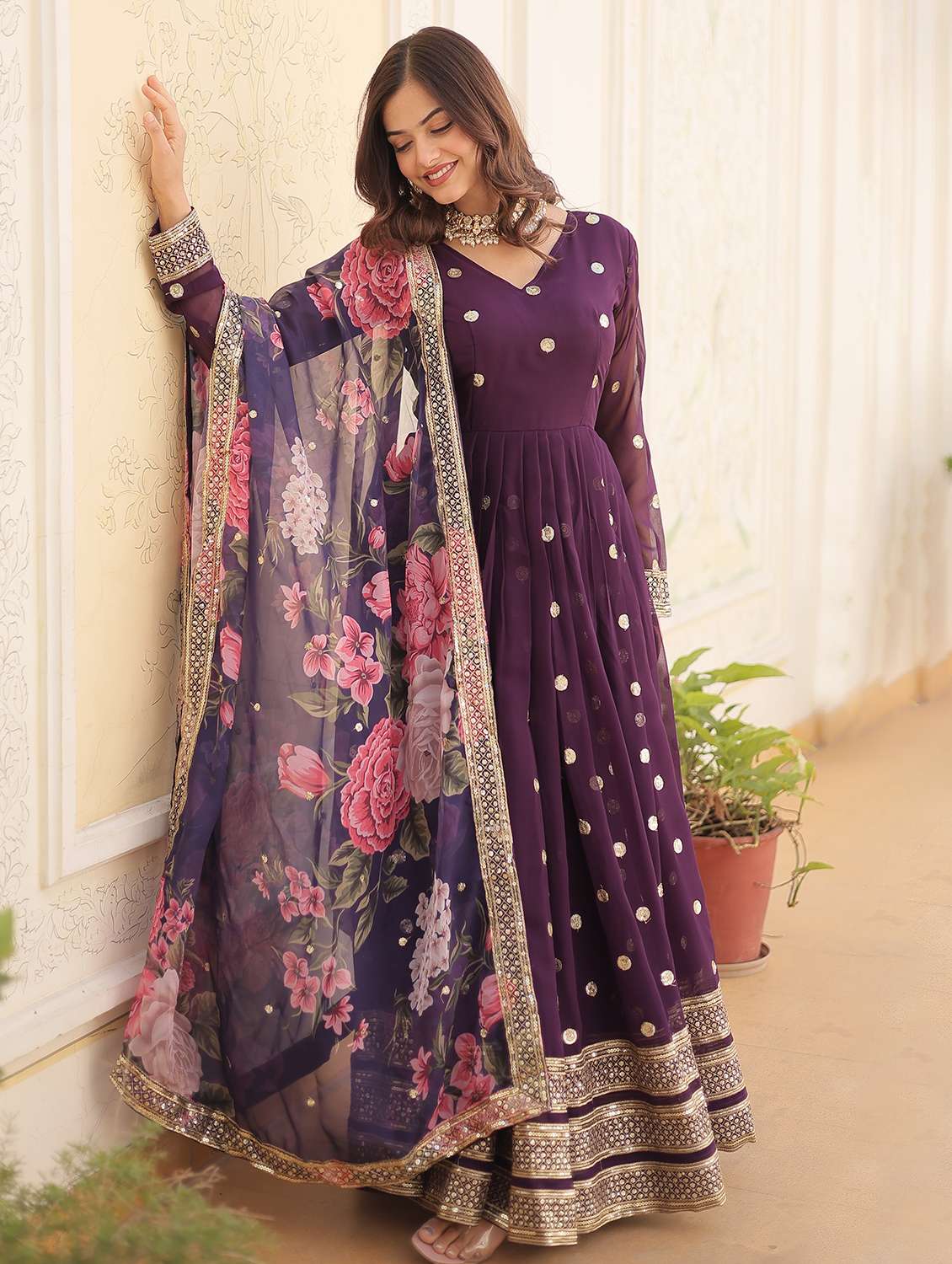 women embroidered long sleeves kurta dupatta set - 22598499 -  Standard Image - 3