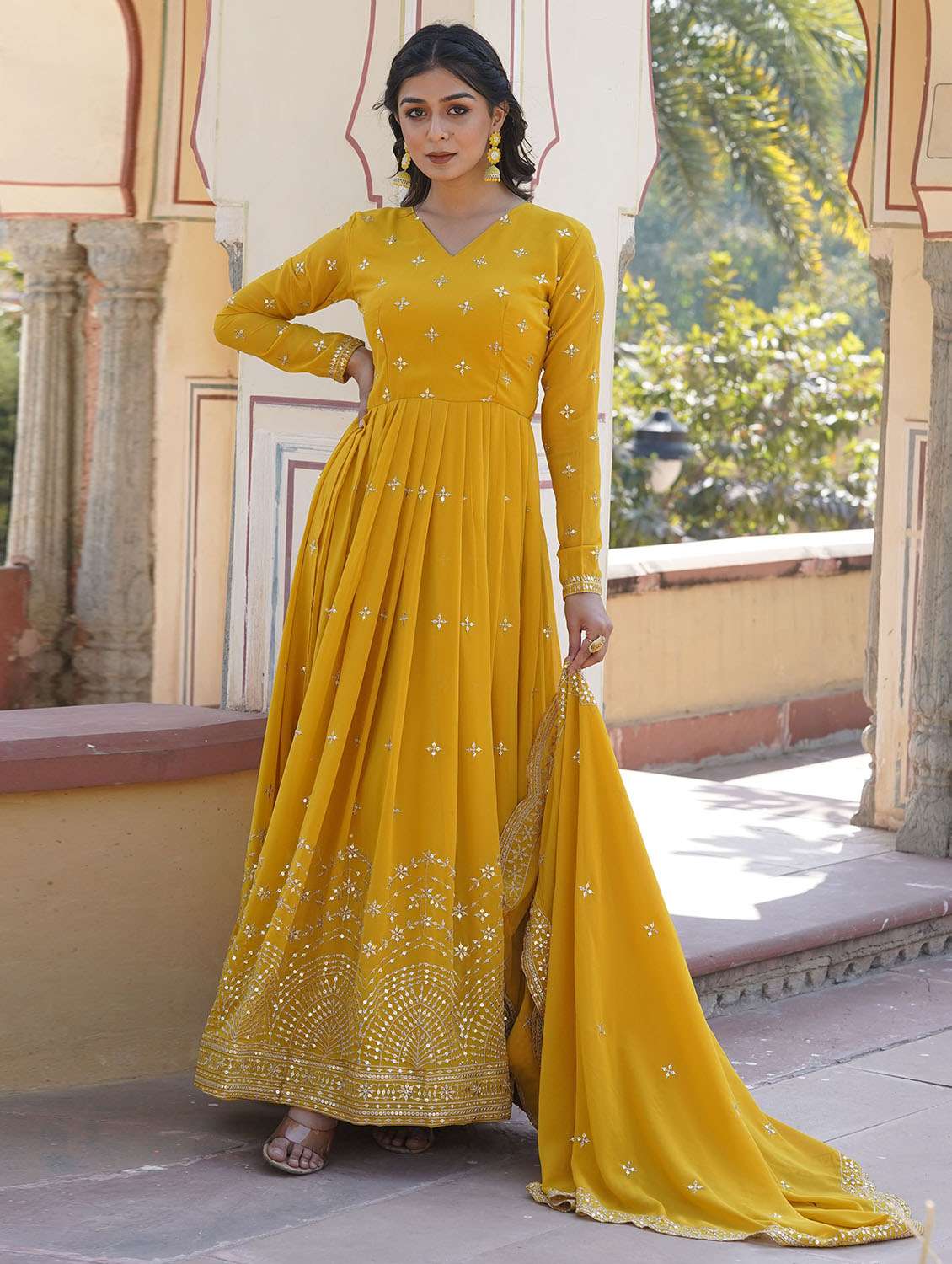 women embroidered long sleeves kurta dupatta set - 22598506 -  Standard Image - 3