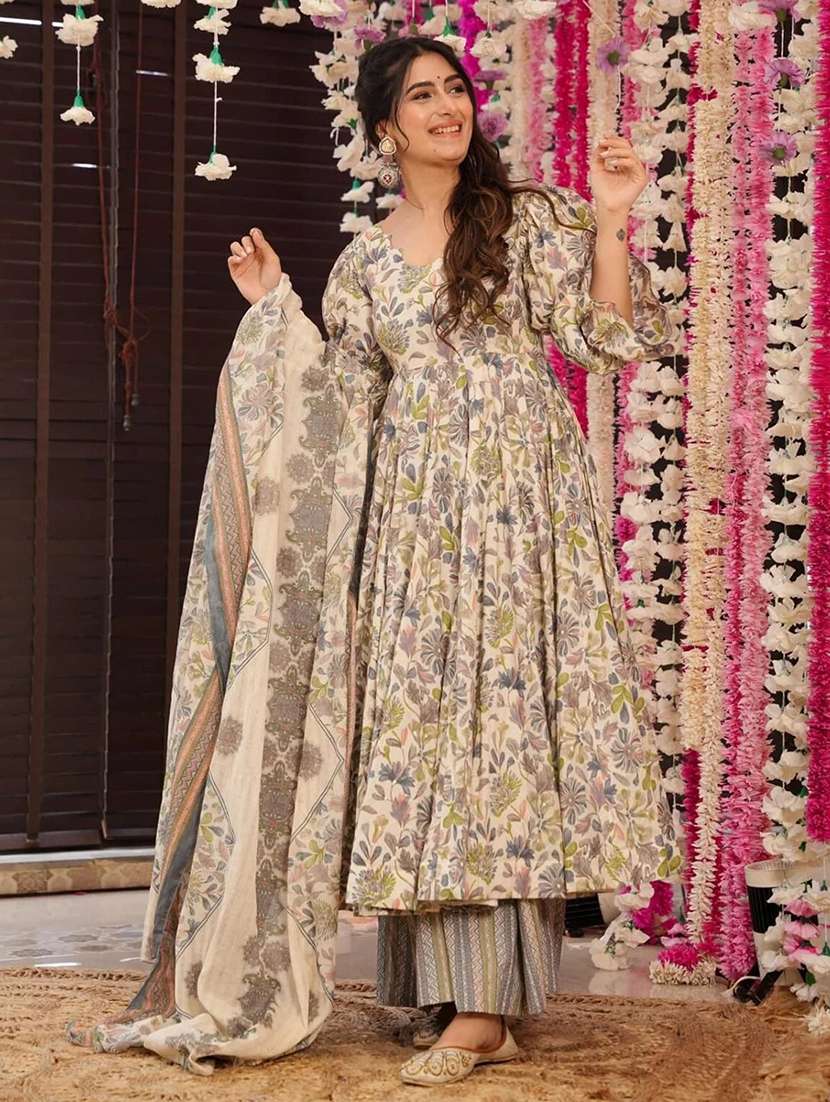 women printed long sleeves kurta palazzo with dupatta set - 22598545 -  Standard Image - 3
