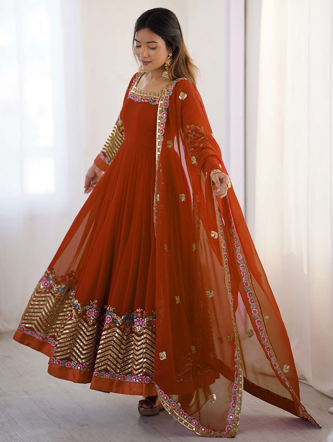 women embroidered long sleeves kurta dupatta set - 22598551 -  Standard Image - 3
