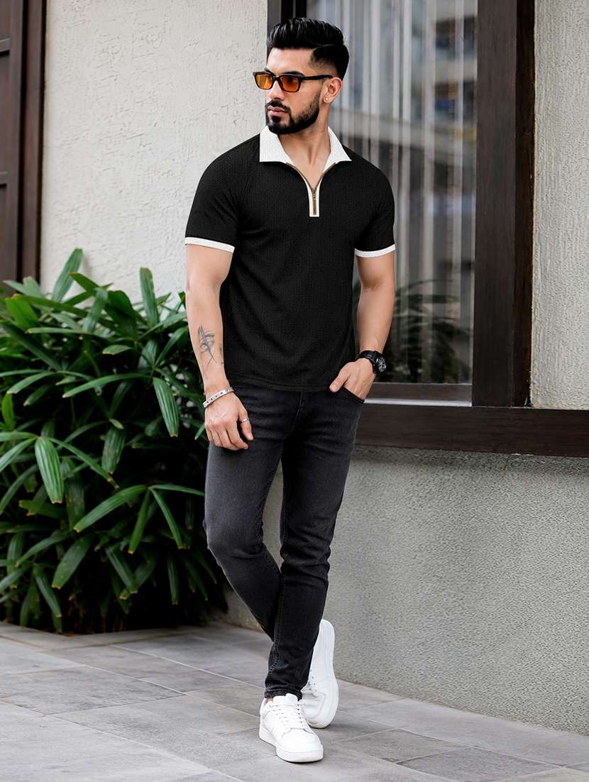 Men Textured Short Sleeve Regular Fit Polo T-shirt - 22599160 -  Standard Image - 3
