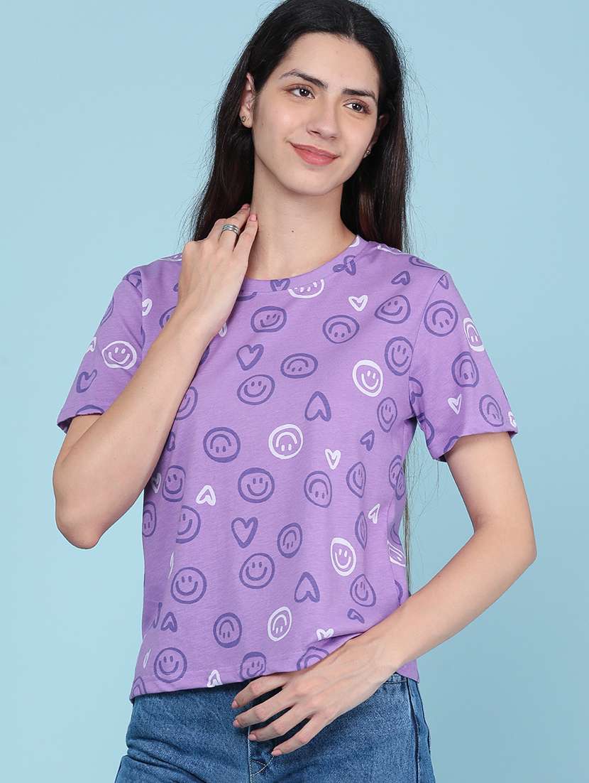women printed short sleeves regular t-shirt
