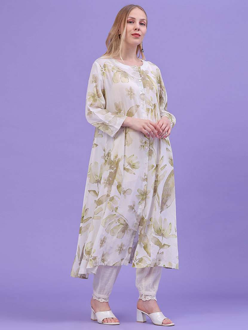 Women Printed Three Quarter Sleeve A-line Kurta - 22600400 -  Standard Image - 3