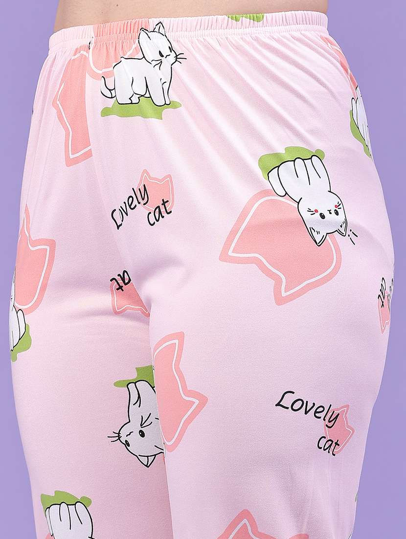 Women Pirnted Short Sleeves Nightwear Set - 22600496 -  Standard Image - 5