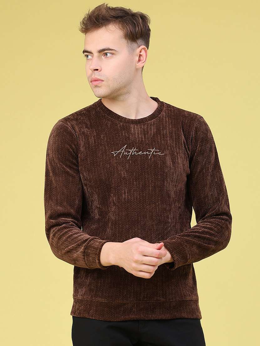 men self design long sleeves regular fit sweatshirt