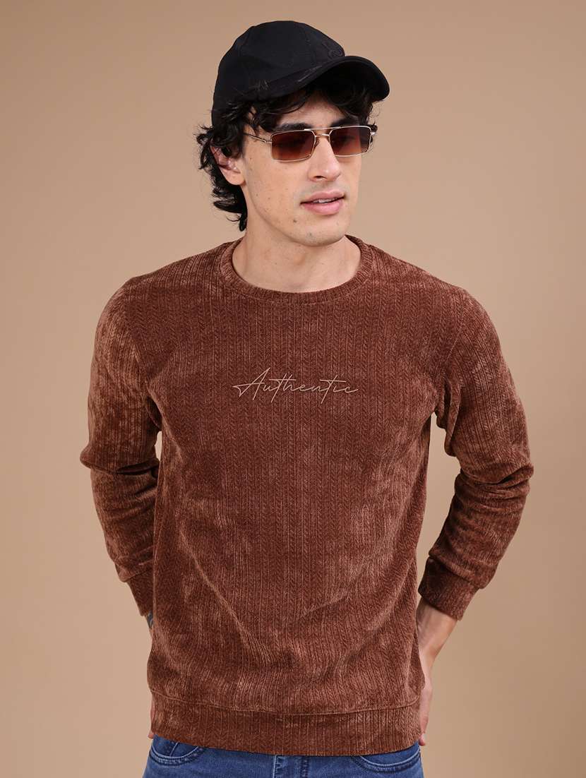 men self design long sleeves regular fit sweatshirt