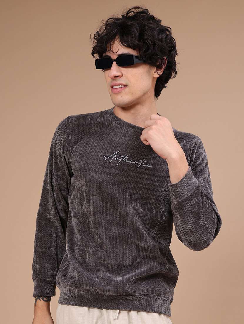 men self design long sleeves regular fit sweatshirt