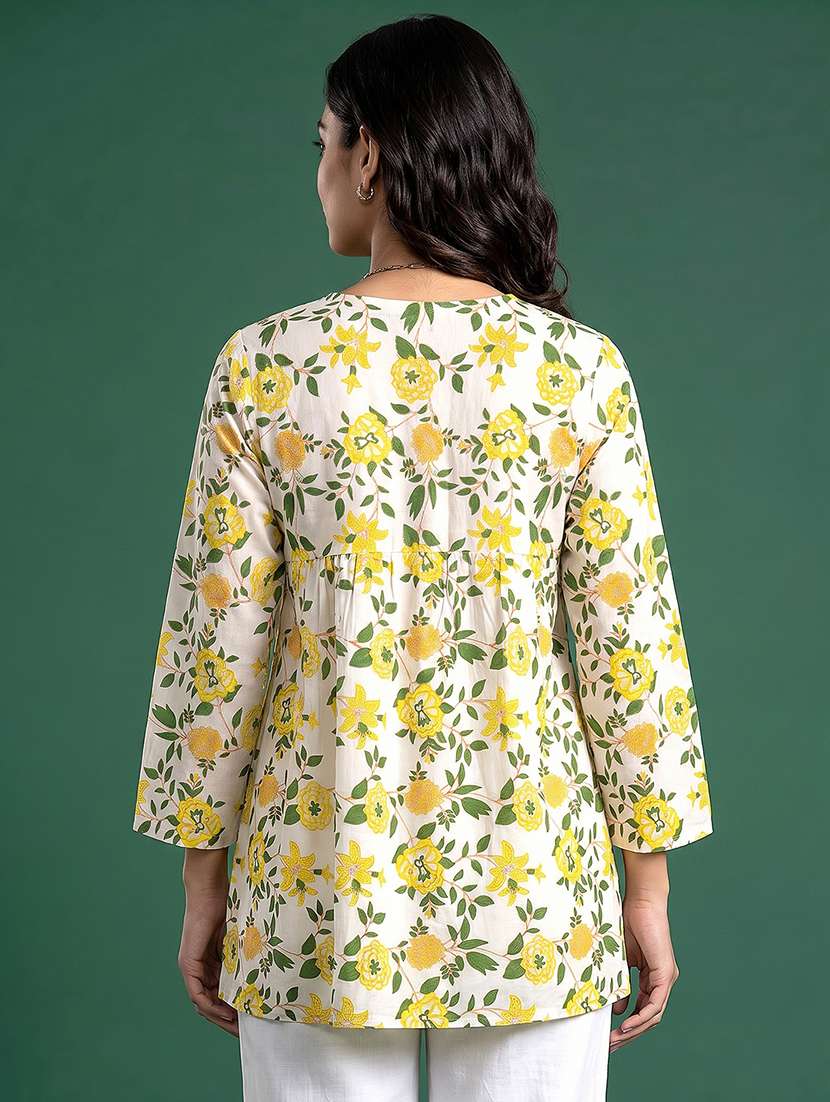 Women Printed Three Quarter Sleeves A-line Kurti - 22600579 -  Standard Image - 3