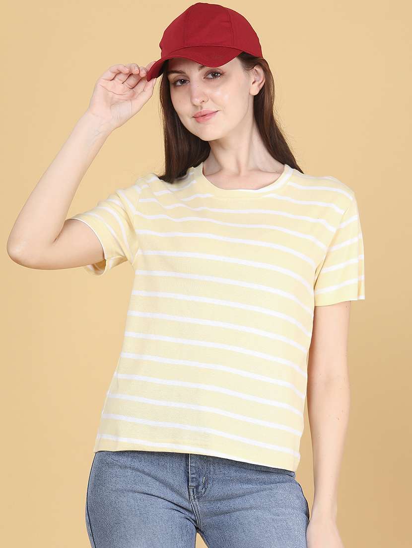 women striped short sleeves regular t-shirt