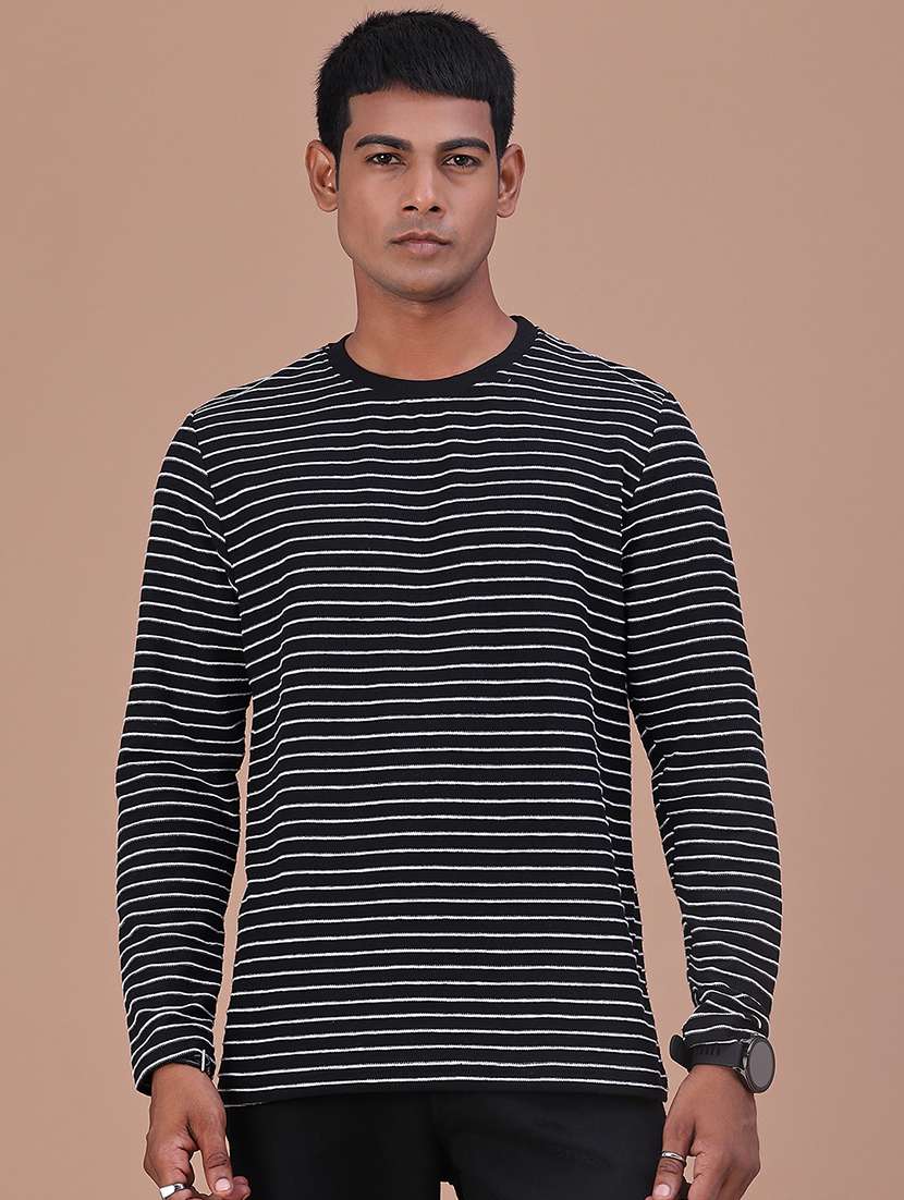 men striped long sleeve regular fit t-shirt