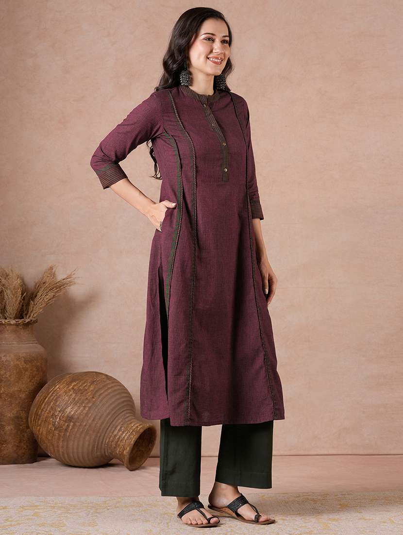 women printed three quarters leeves a-line kurta - 22601139 -  Standard Image - 3