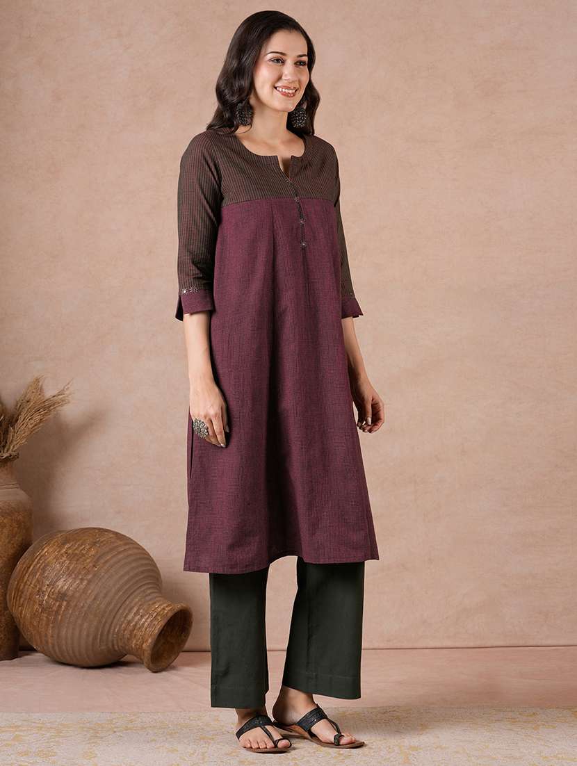 women printed three quarter sleeves a-line kurta - 22601140 -  Standard Image - 3