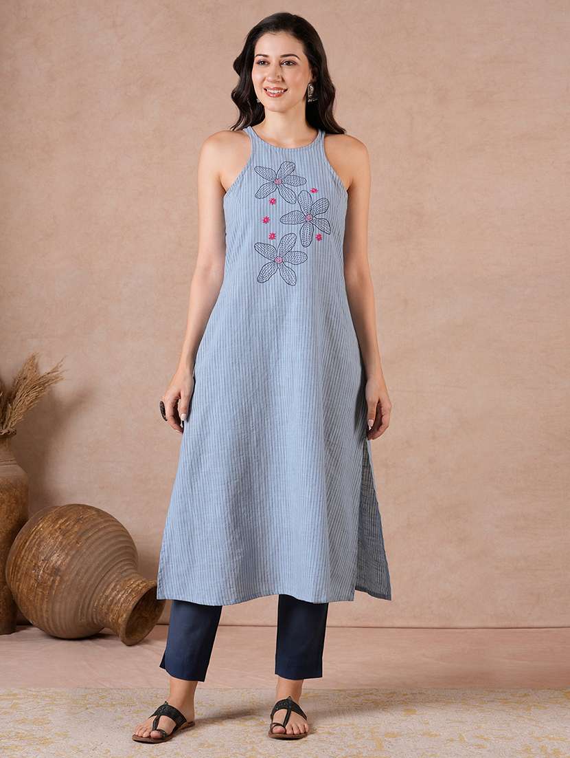 Women Printed Sleeveless Straight Kurta - 22601143 -  Standard Image - 3