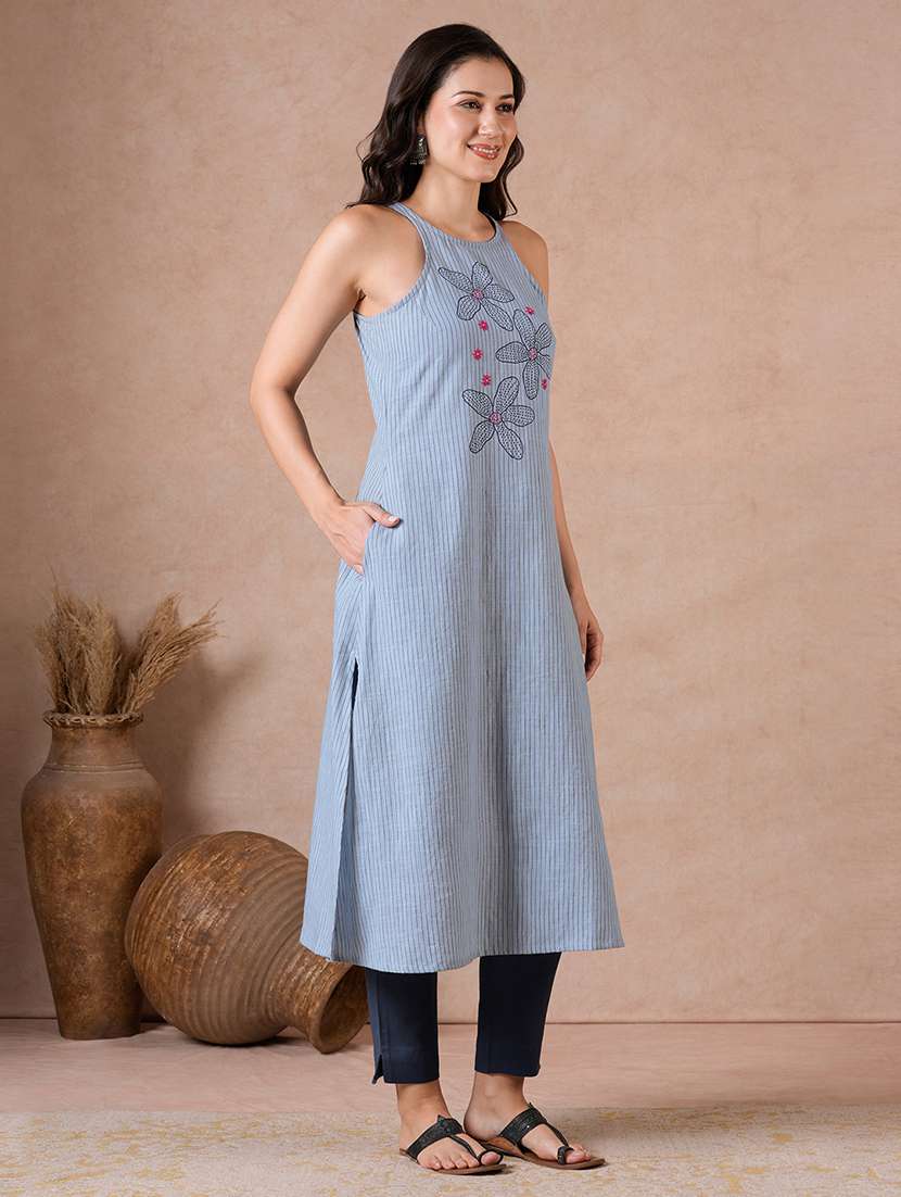 Women Printed Sleeveless Straight Kurta - 22601143 -  Standard Image - 5