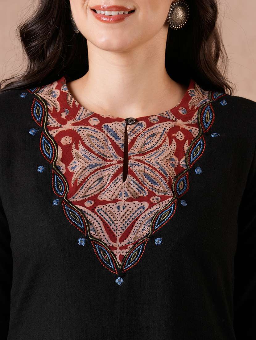 women printed three quarter sleeves a-line kurta - 22601149 -  Standard Image - 5