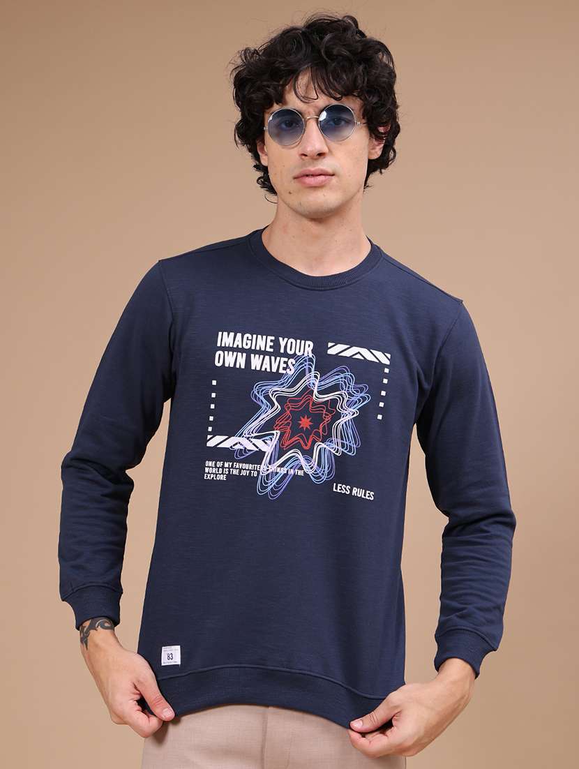 men printed long sleeve regular fit sweatshirt