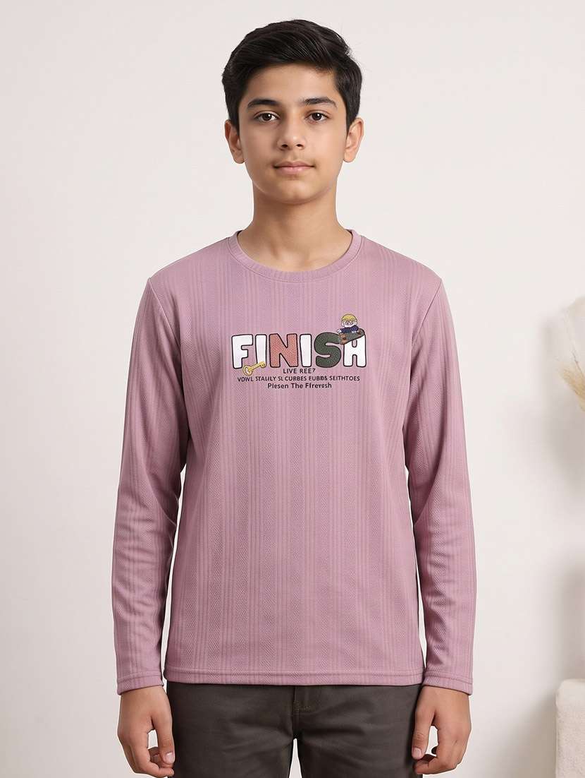 boys printed long sleeves regular fit t-shirt