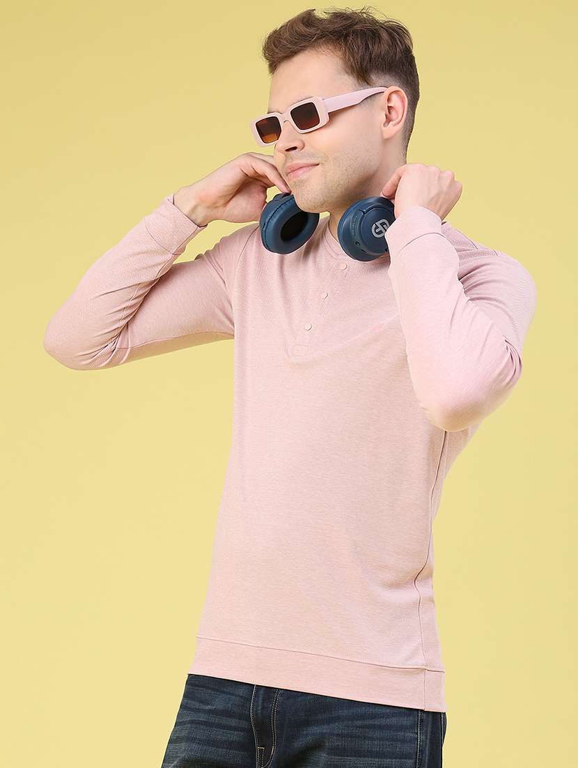 men solid long sleeves slim fit t-shirt