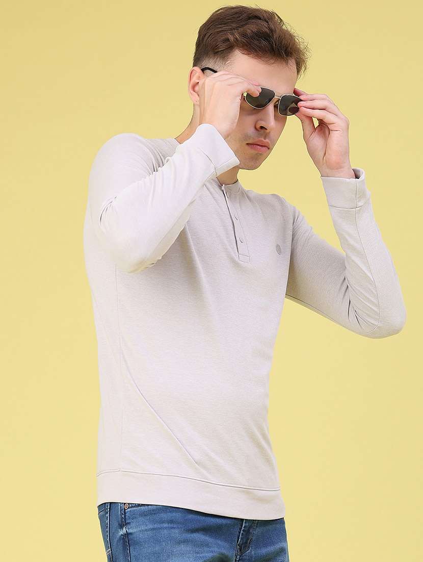 men solid long sleeves slim fit t-shirt