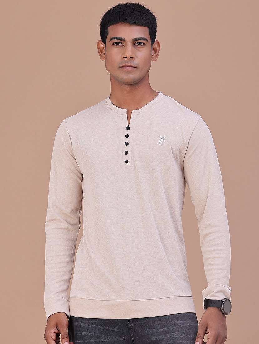 men solid long sleeves slim fit t-shirt