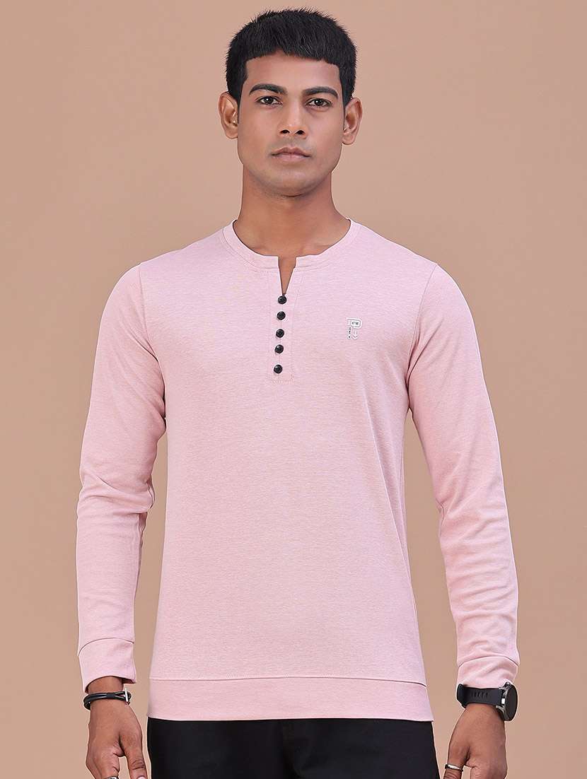 men solid long sleeves slim fit t-shirt
