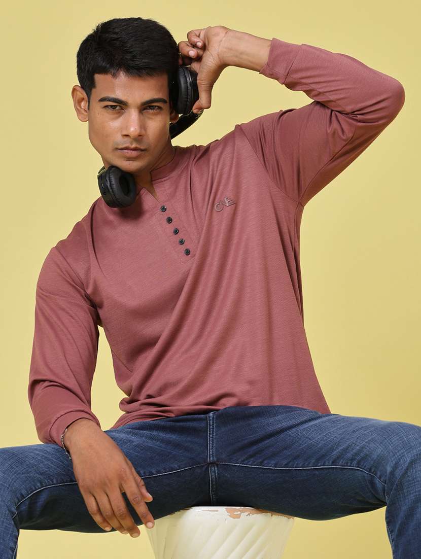 men solid long sleeve regular fit t-shirt