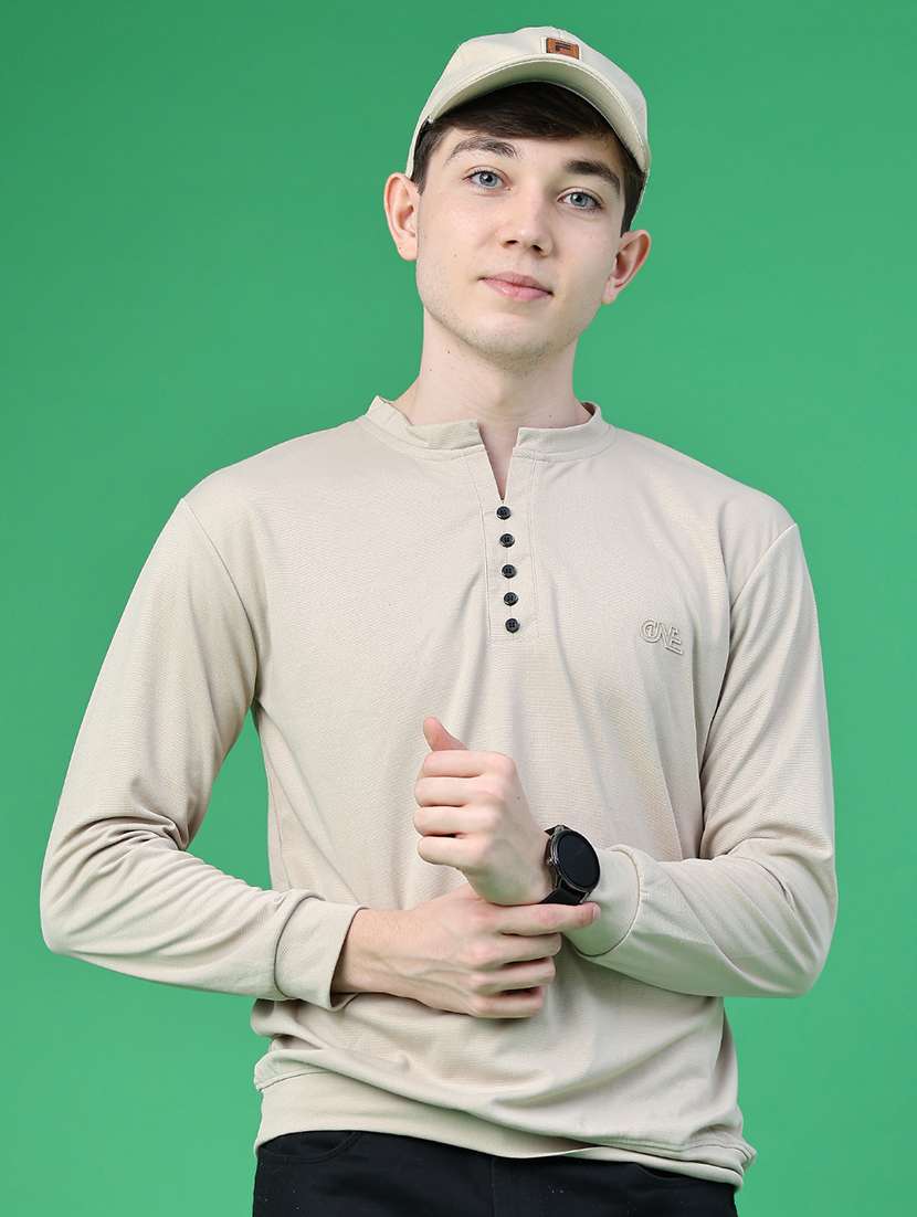 men solid long sleeve regular fit t-shirt