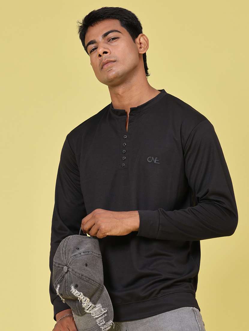 men solid long sleeve regular fit t-shirt