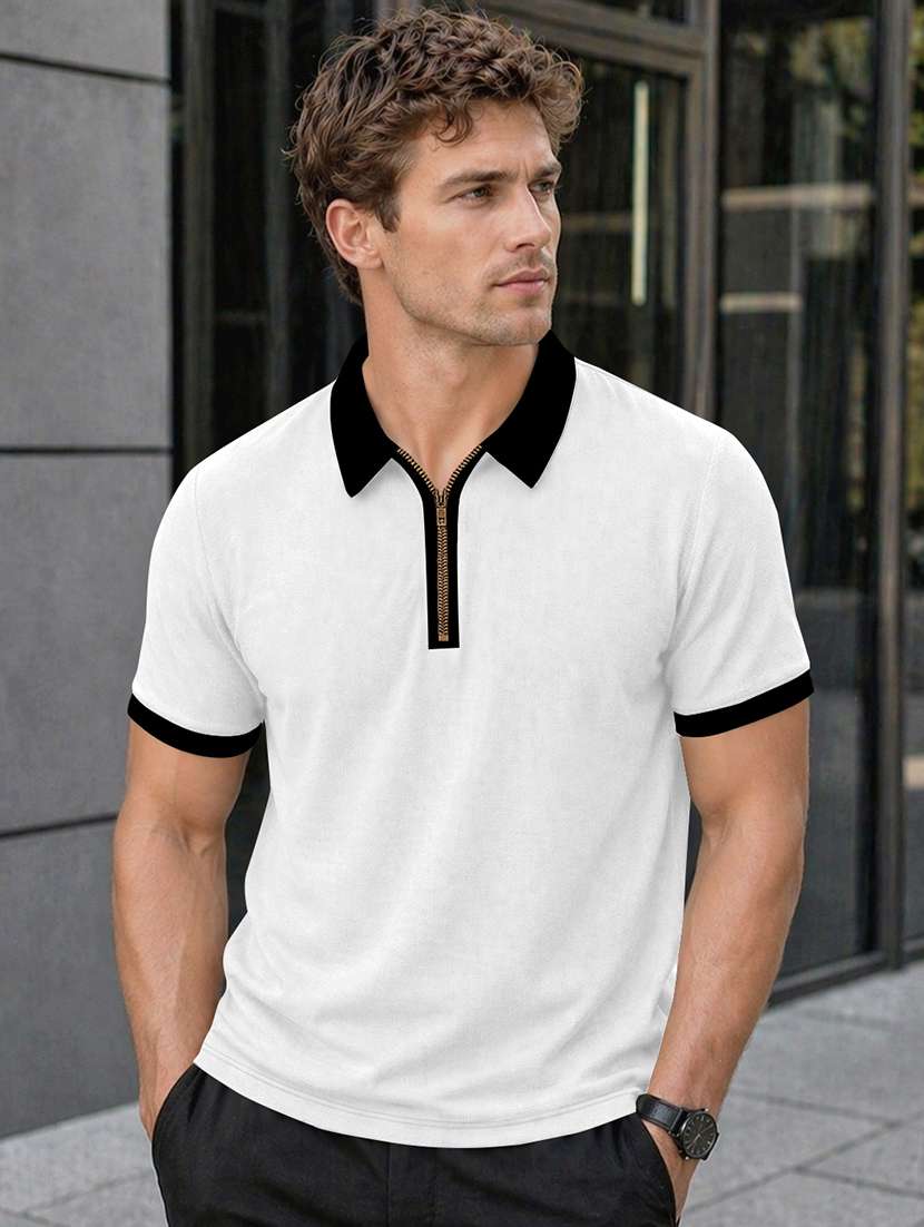 men solid short sleeve regular fit polo t-shirt
