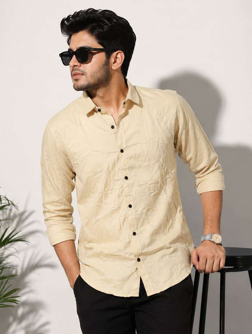 men solid long sleeve regular fit casual shirt