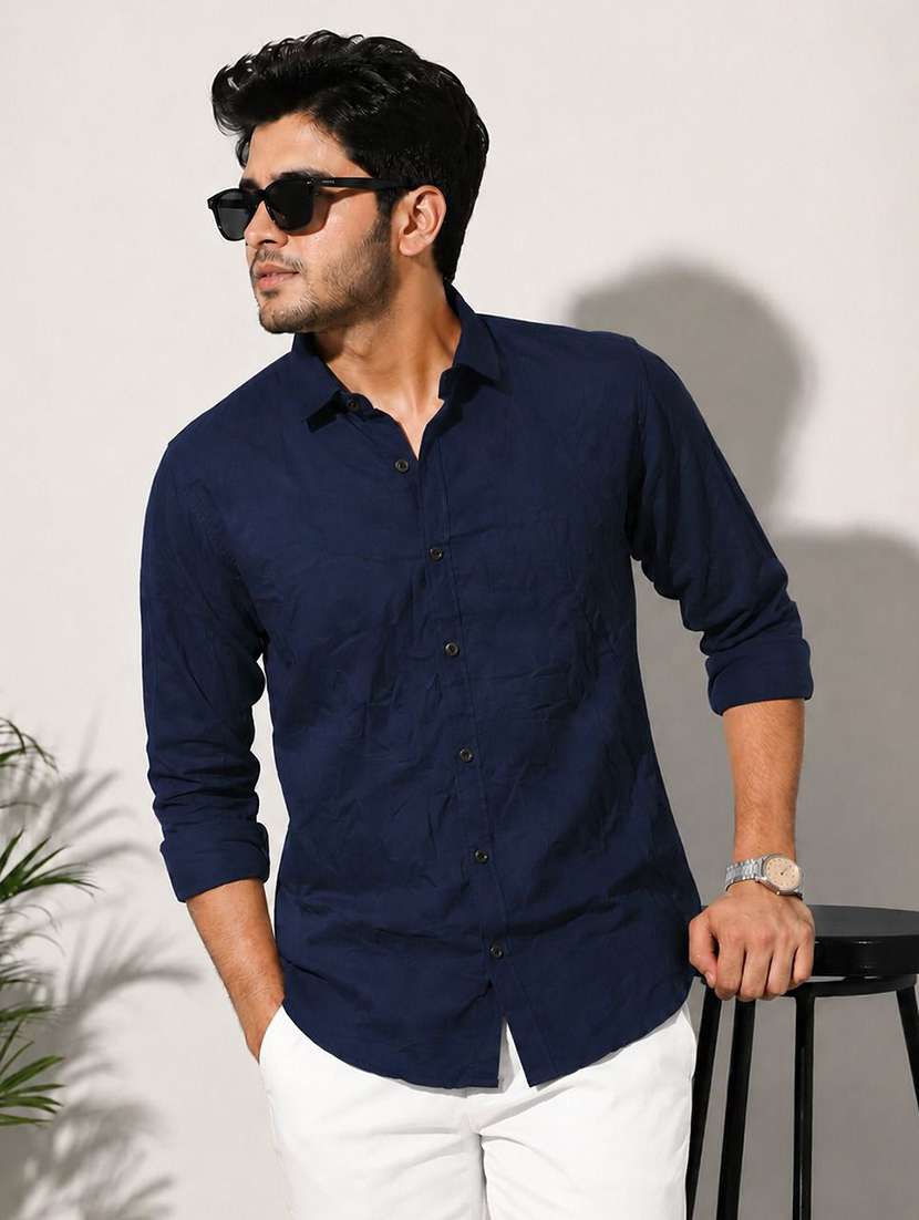 men solid long sleeve regular fit casual shirt