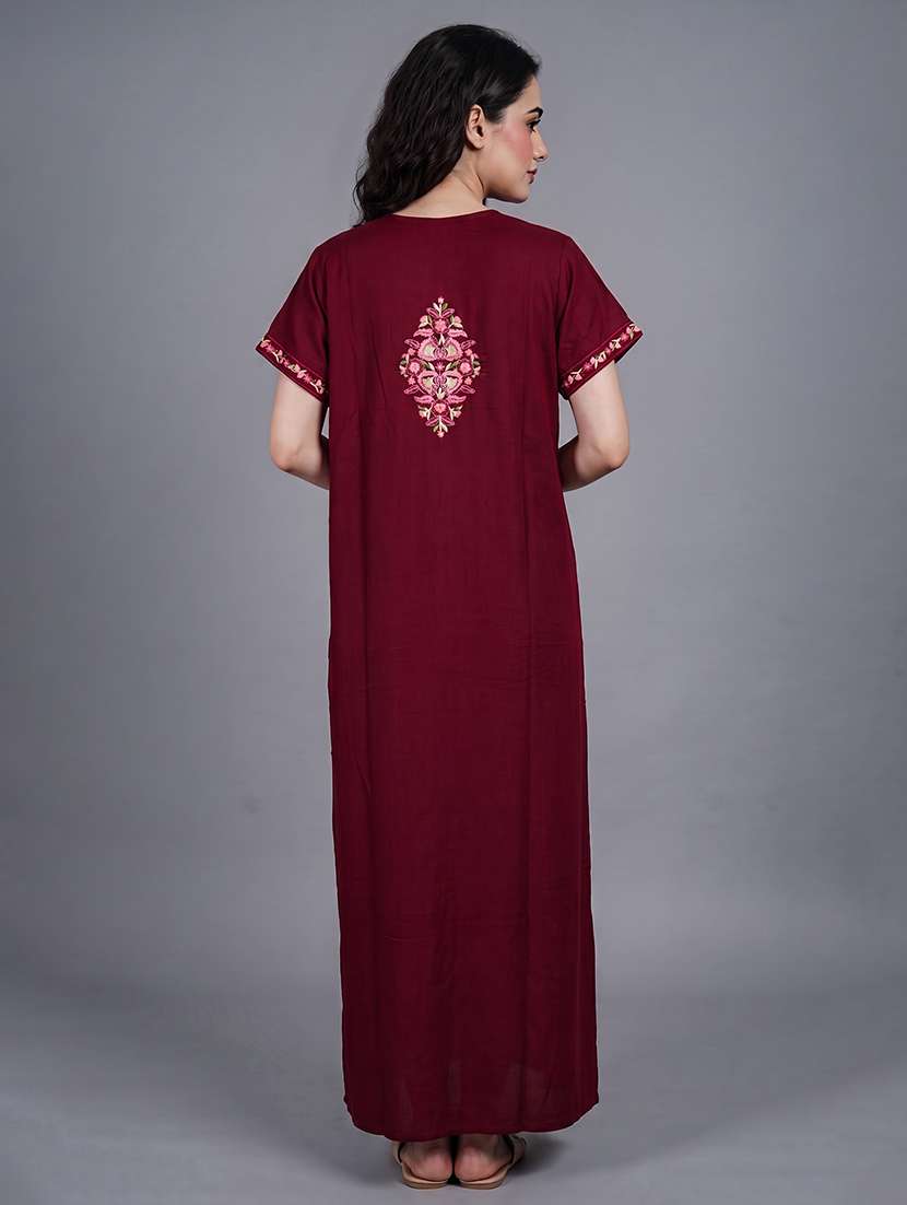 women embroidered short sleeves nighty - 22602487 -  Standard Image - 5