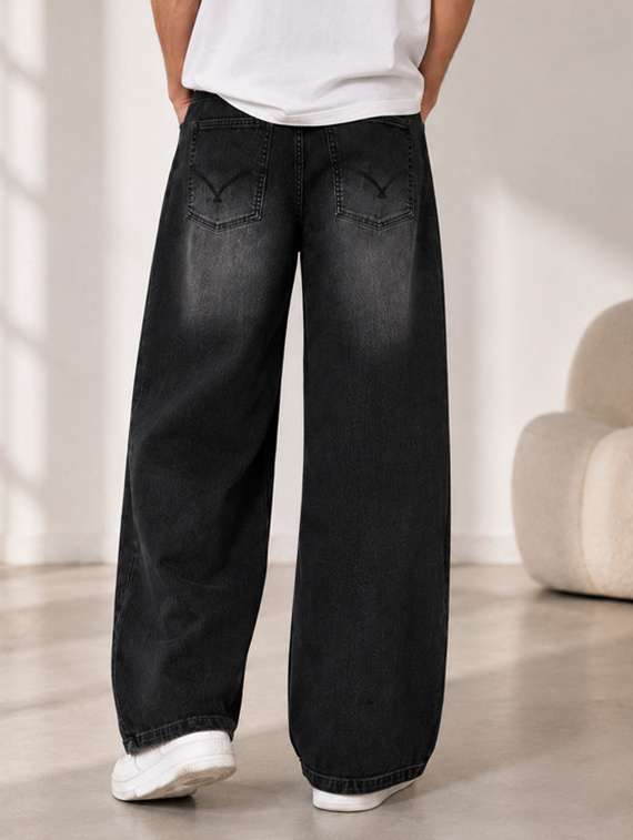 men washed mid rise full length baggy jeans - 22602516 -  Standard Image - 3