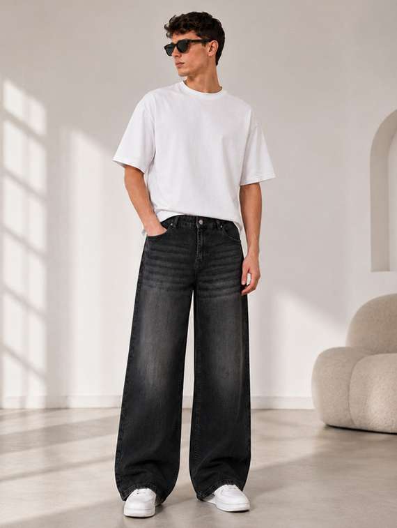 men washed mid rise full length baggy jeans - 22602516 -  Standard Image - 5