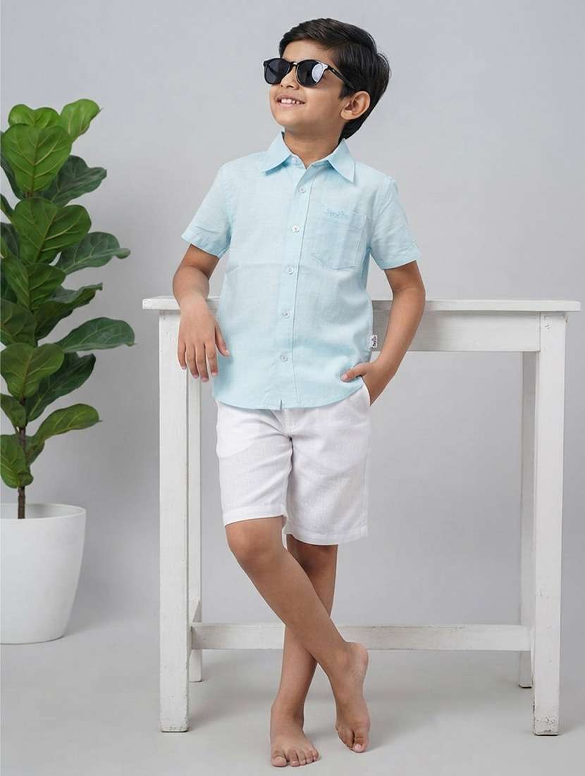 boys solid short sleeves regular fit shirt - 22602521 -  Standard Image - 3