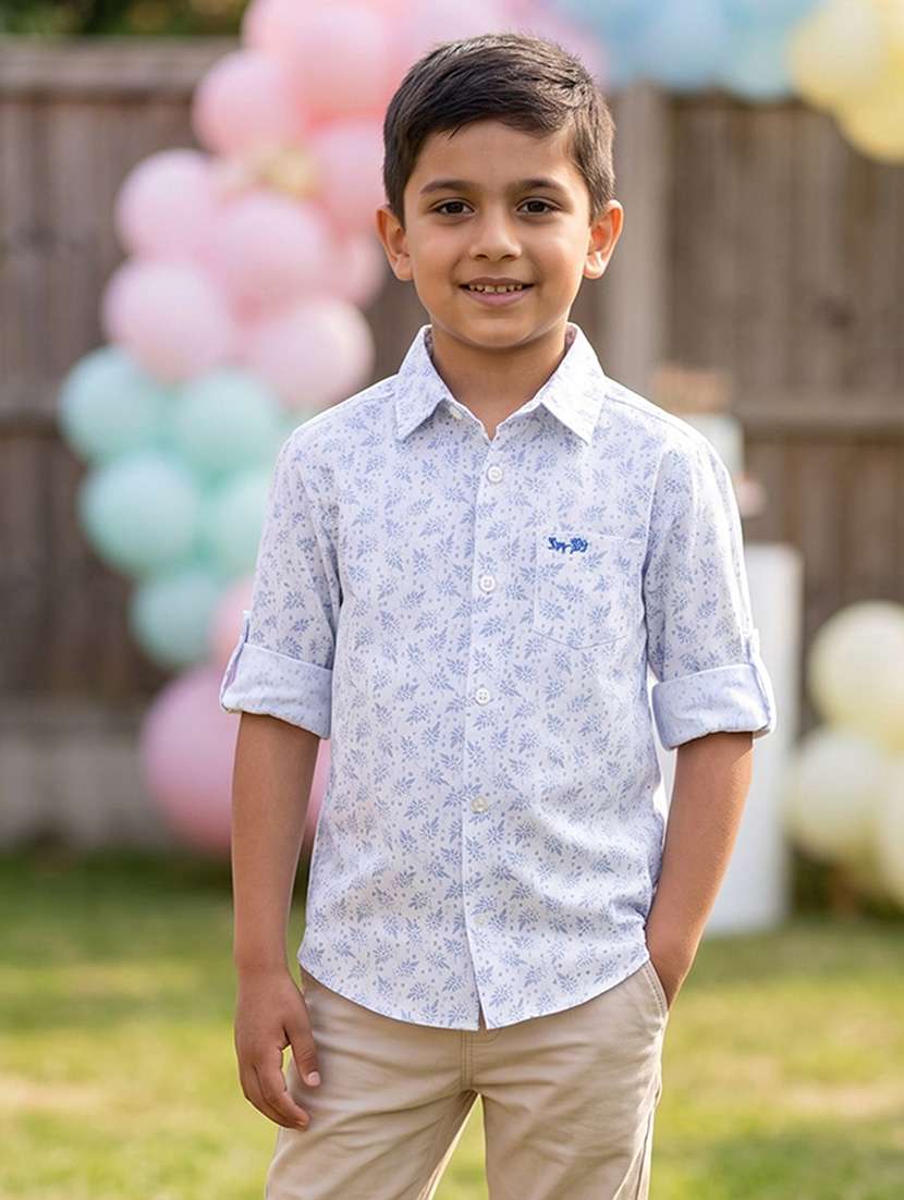 boys printed long sleeves regular fit shirt