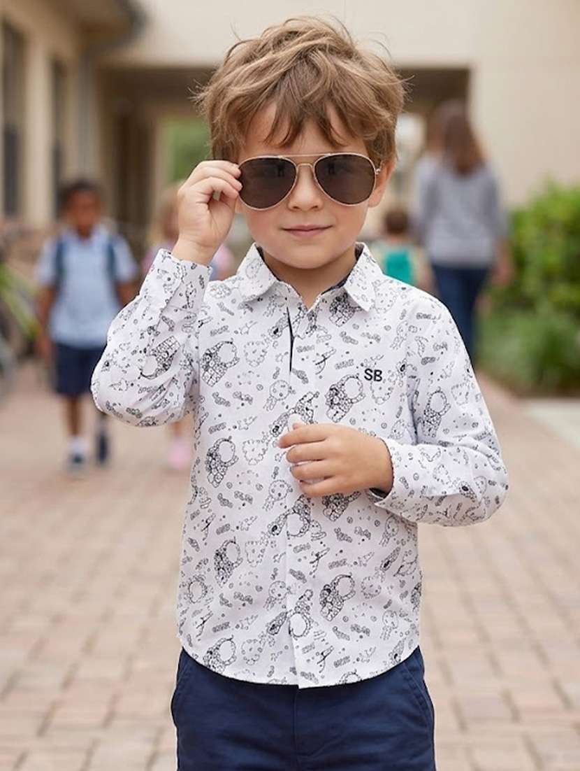 boys printed long sleeves regular fit shirt