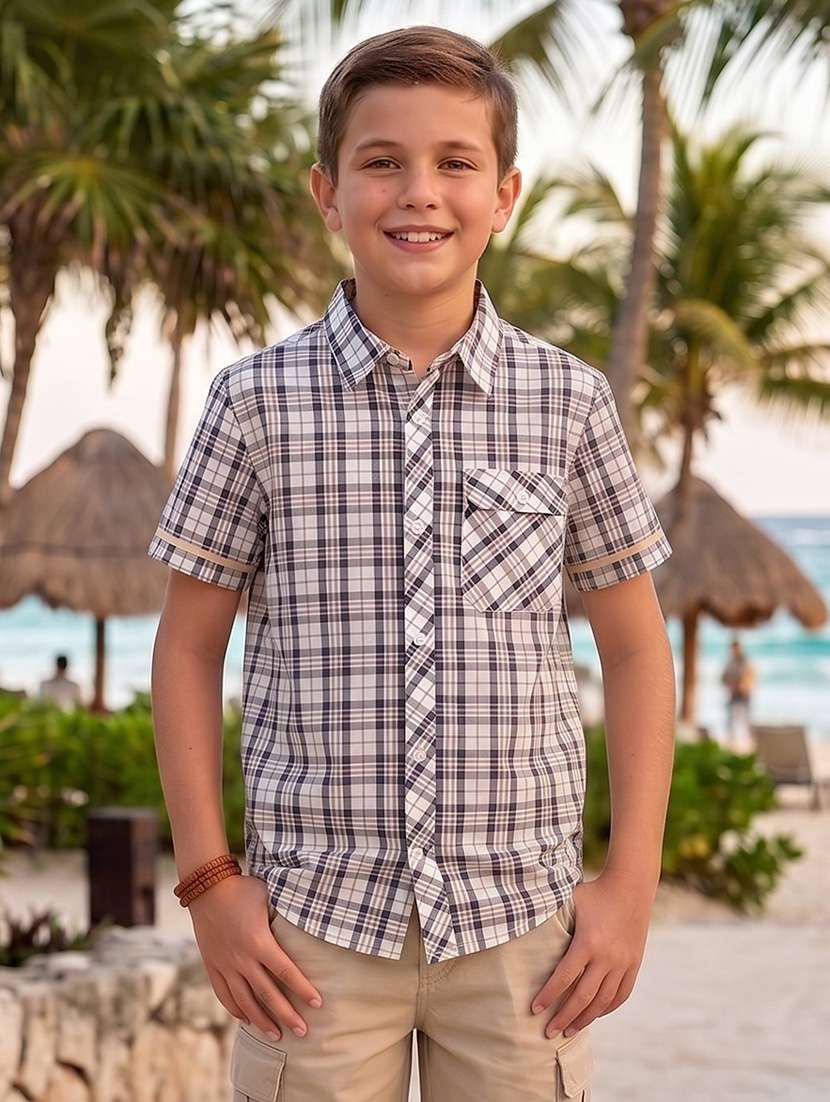 boys printed short sleeves regular fit shirt