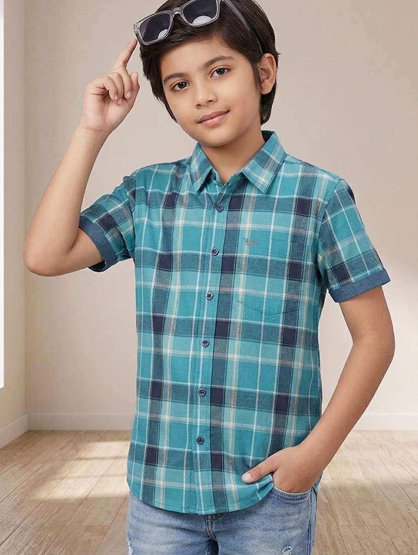 boys printed short sleeves regular fit shirt