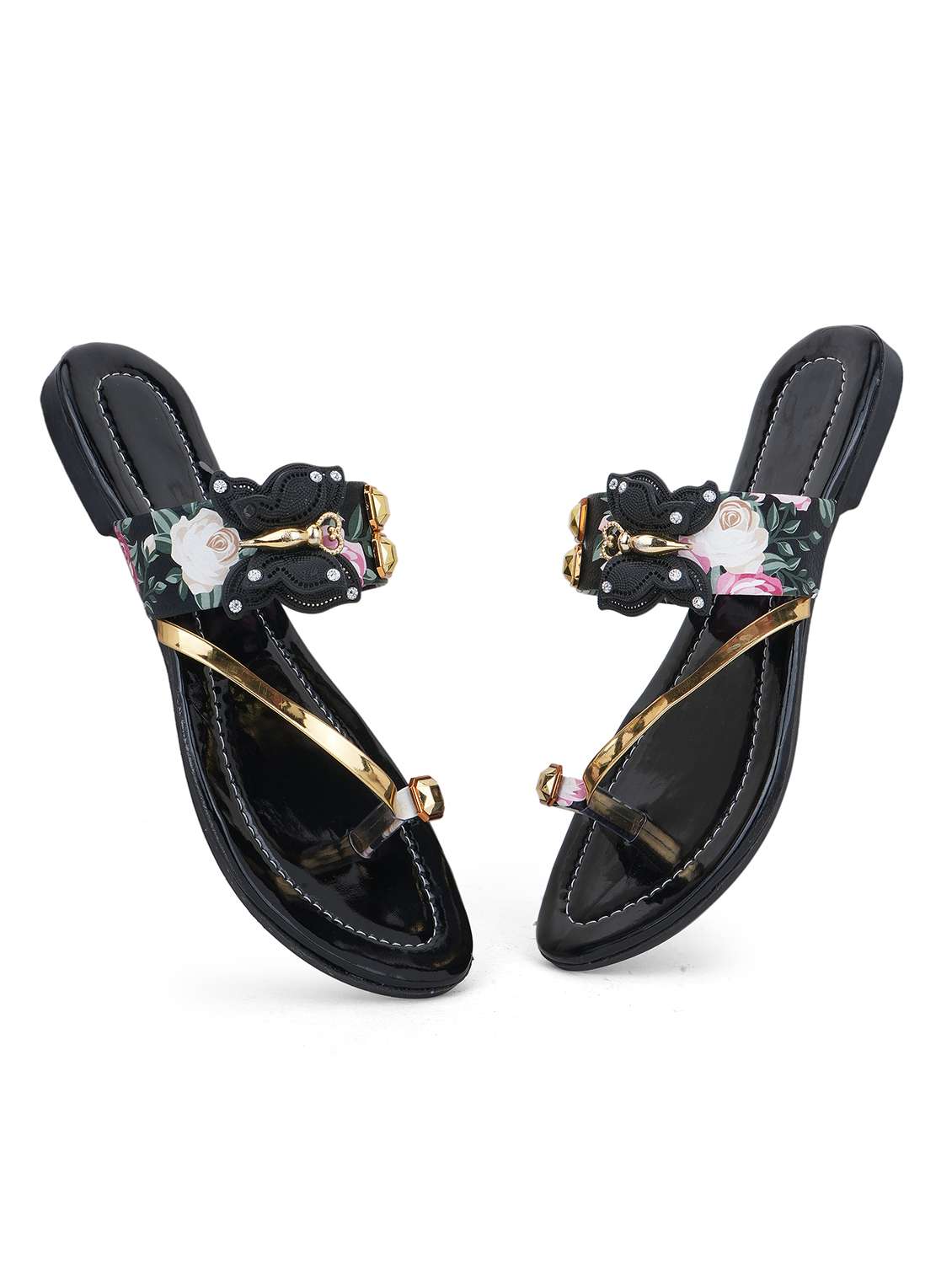 women embellished one toe flats - 22602670 -  Standard Image - 3
