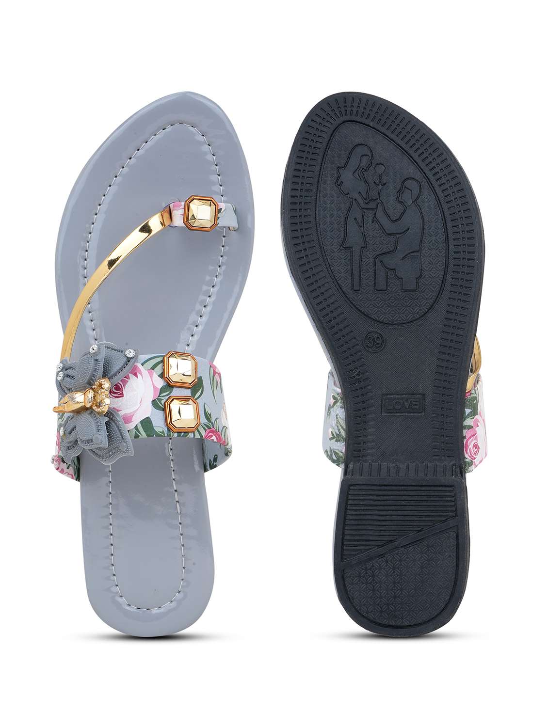 women embellished one toe flats - 22602671 -  Standard Image - 5
