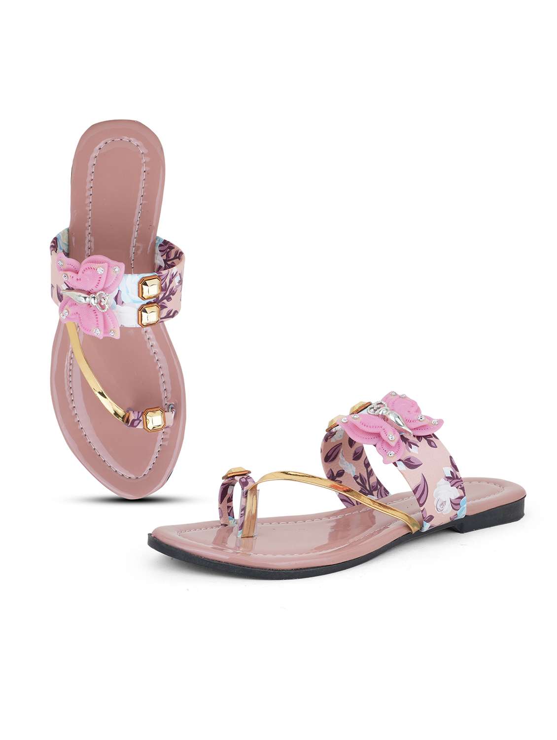 women embellished one toe flats - 22602672 -  Standard Image - 3