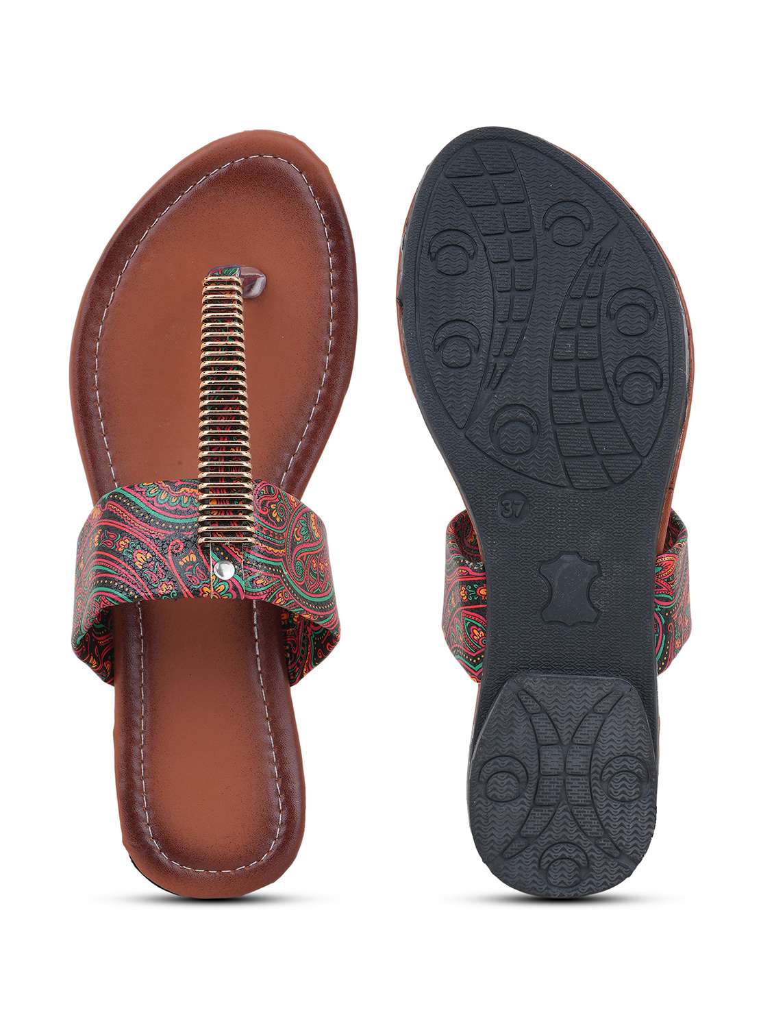women printed toe separator flats - 22602682 -  Standard Image - 5