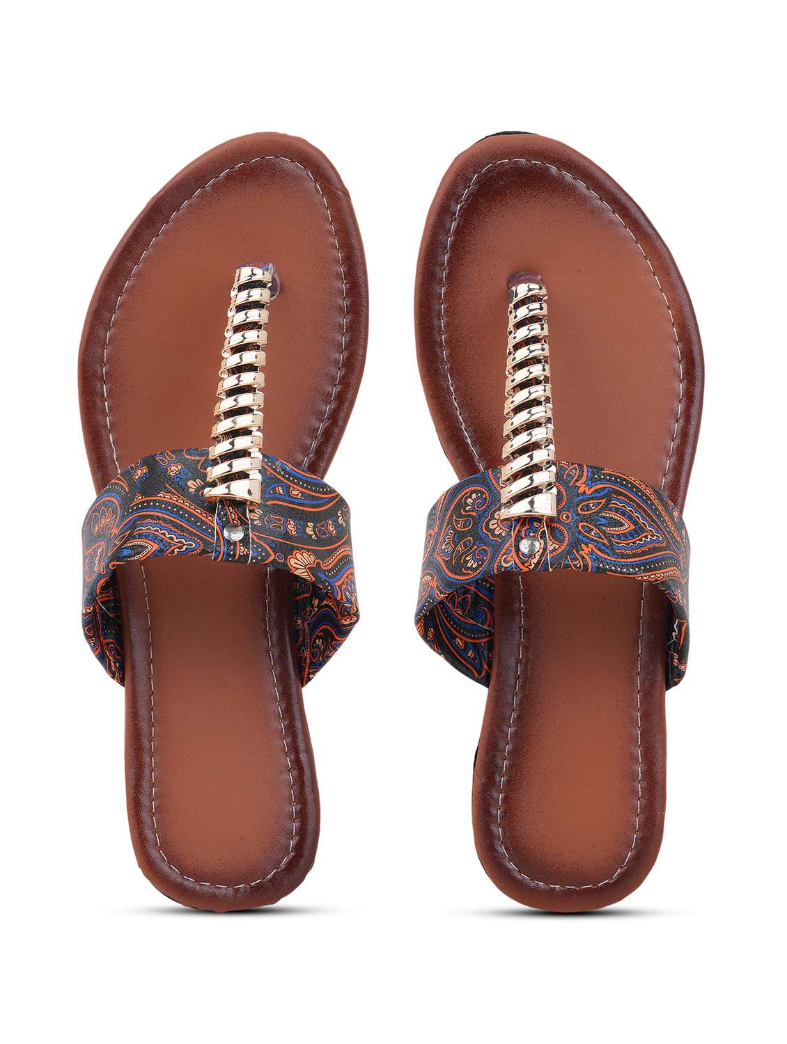 women printed toe separator flats - 22602683 -  Standard Image - 3