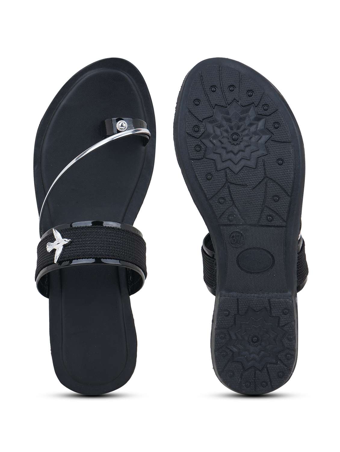 women textured one toe flats - 22602684 -  Standard Image - 5