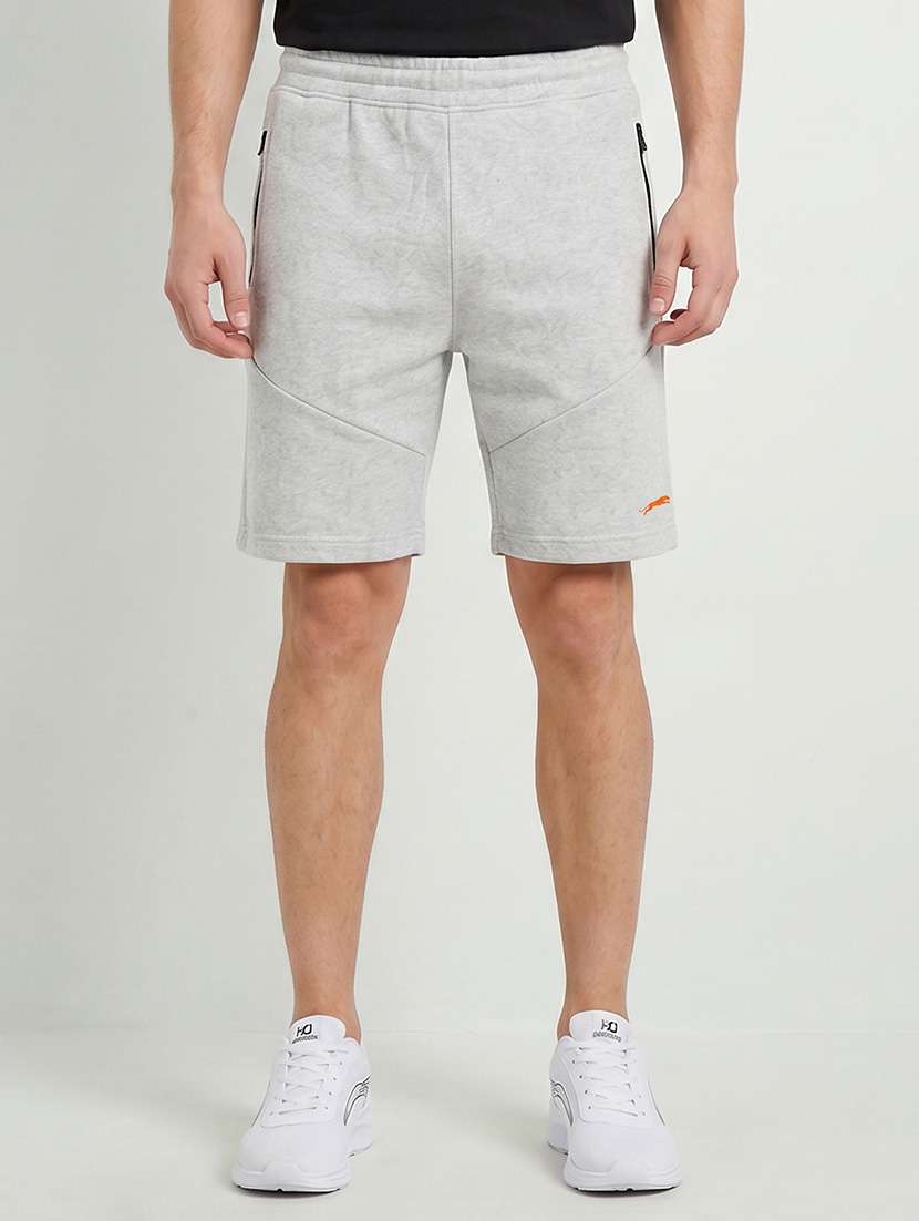 men melange mid rise regular fit sports shorts