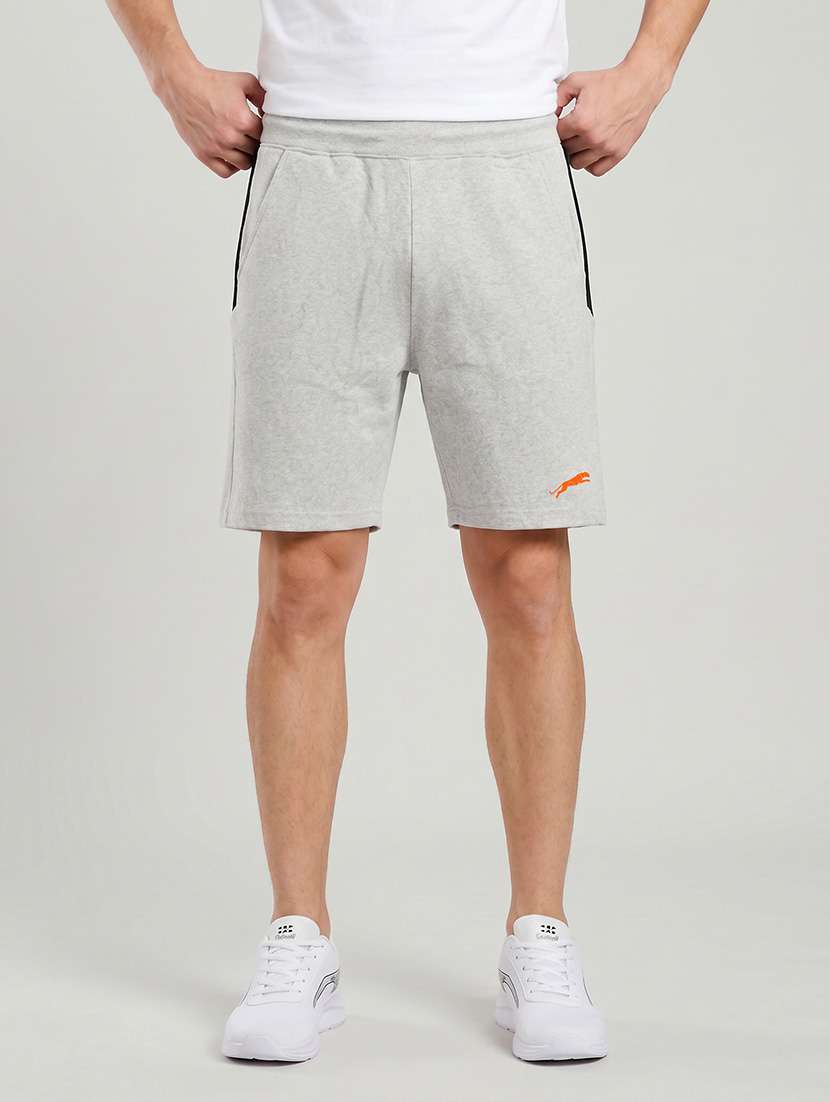 men melange mid rise regular fit sports shorts