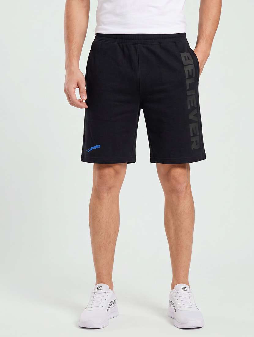 men typographic mid rise regular fit shorts