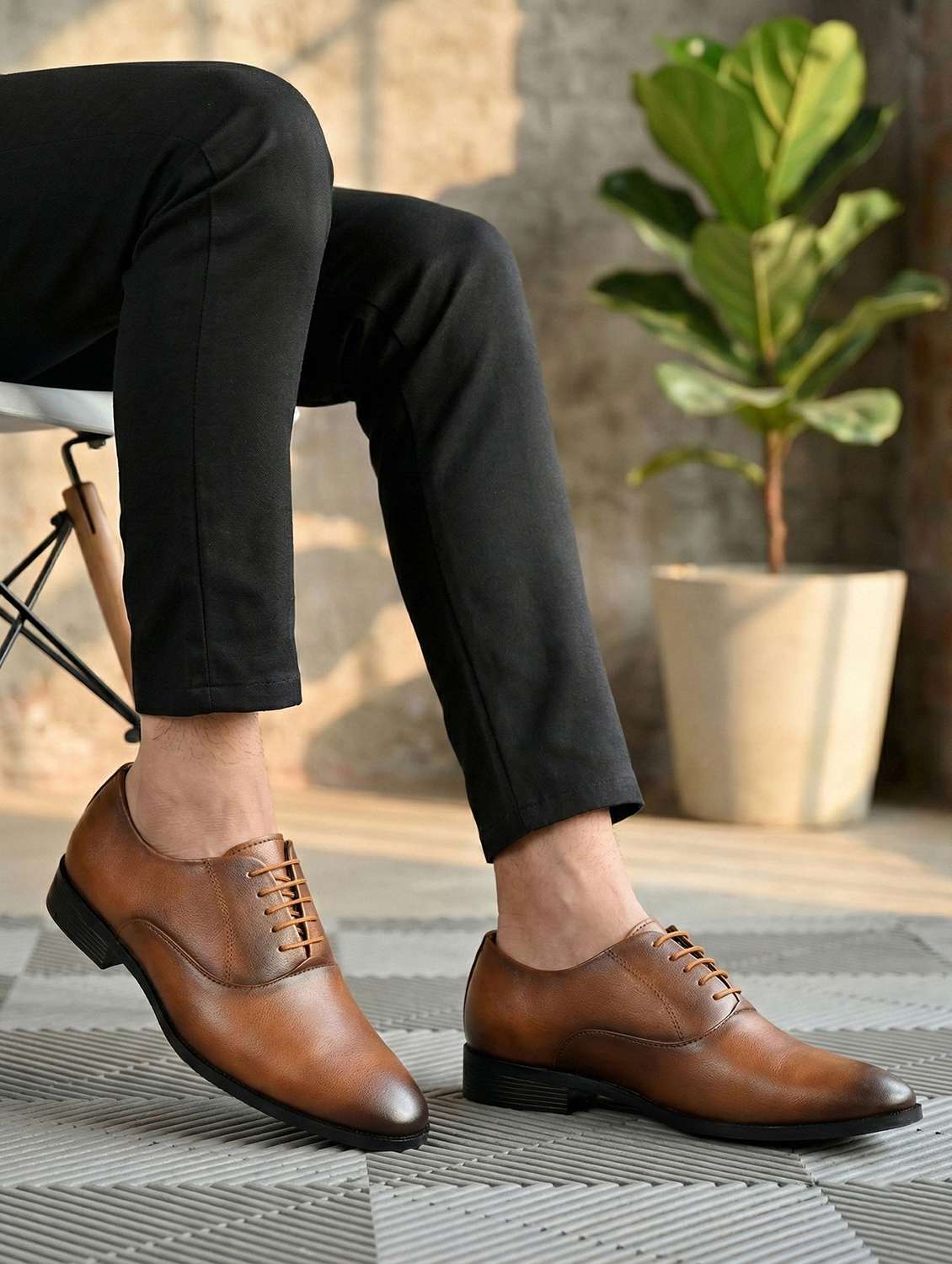 men textured lace up oxford shoes - 22602841 -  Standard Image - 3